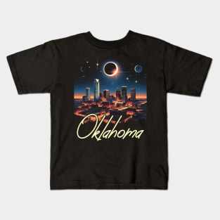 Oklahoma Solar Eclipse 2024 Starry Night, Solar Eclipse 2024 Kids T-Shirt